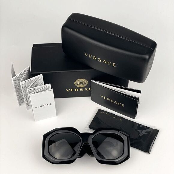 NEW Versace VE4424U GB1/87 MAXI MEDUSA BIGGIE Black Irregular Oversize Sunglasse - Picture 10 of 12